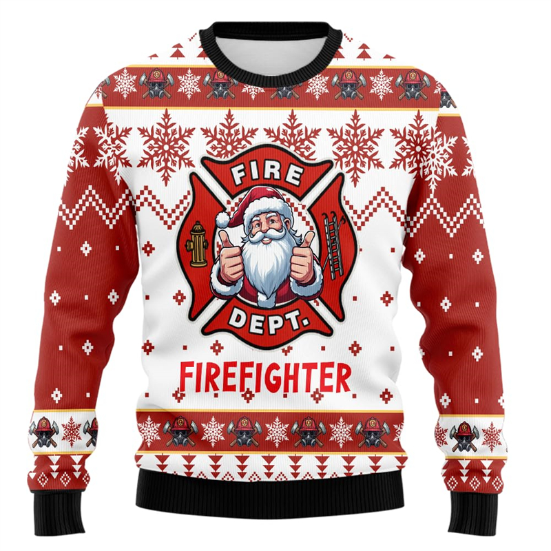 Elk Bugle Call - Firefighter Santa Claus Graphic Sweatshirts Fireman