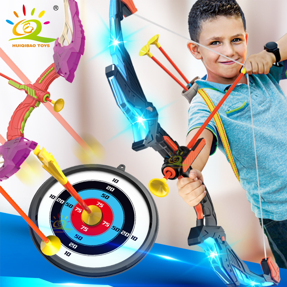 Outdoor Hunting Games For Kids - Children Bow and Arrow LED Light